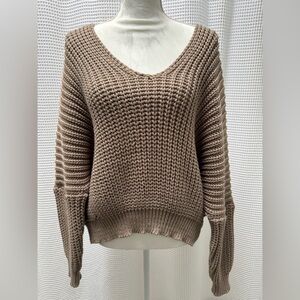 Vici Taupe V-Neck Sweater
